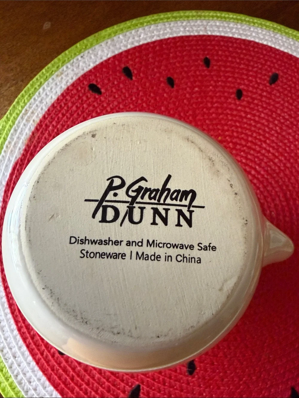 P. Graham Dunn Stoneware Mug - White with Black Logo